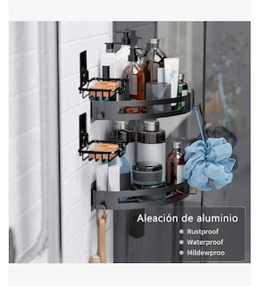 Foto 3 | Accesorios De Baño Estantes De Baño Organizador Negro Juego De 7 Piezas