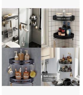 Foto 4 | Accesorios De Baño Estantes De Baño Organizador Negro Juego De 7 Piezas