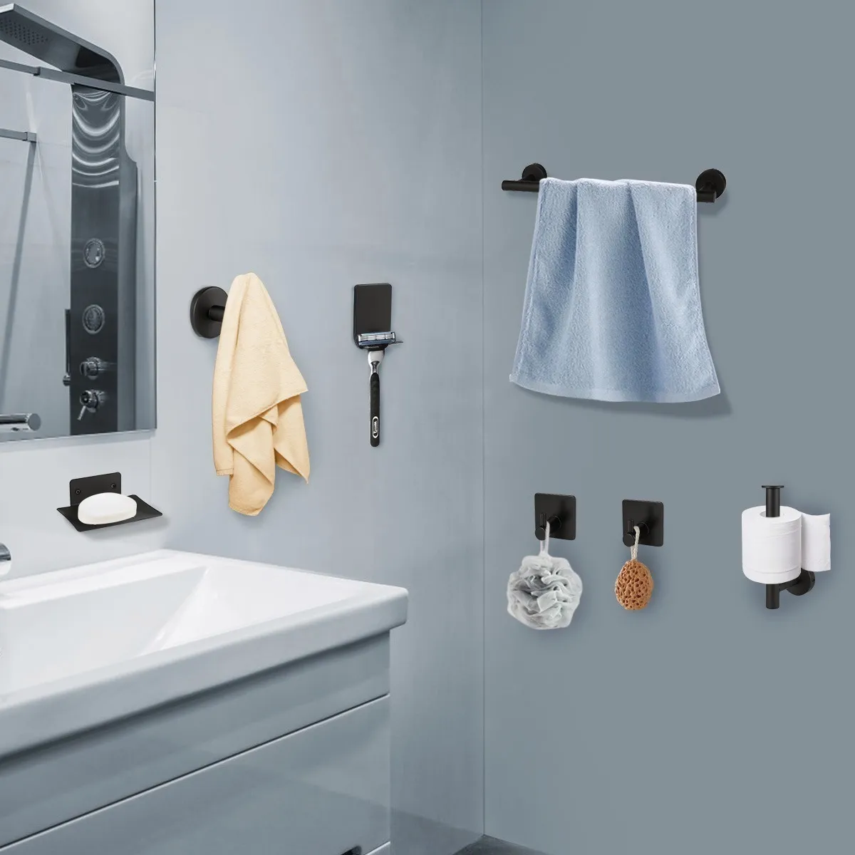 Foto 2 | Juego de Accesorios de Baño Malubero color Negro 16 PZS