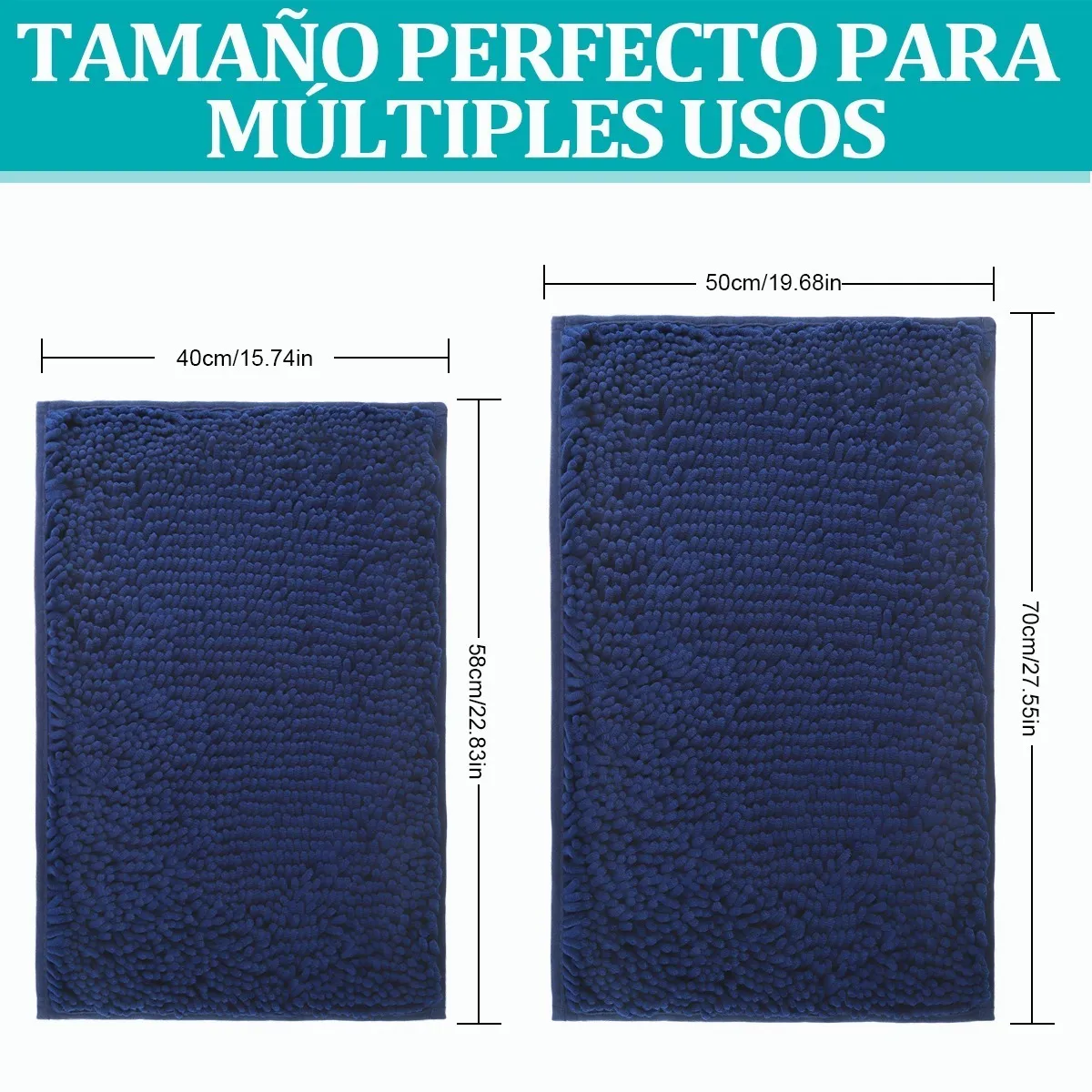 Foto 4 pulgar | Alfombra para Baño Antideslizante color Azul 2 Piezas