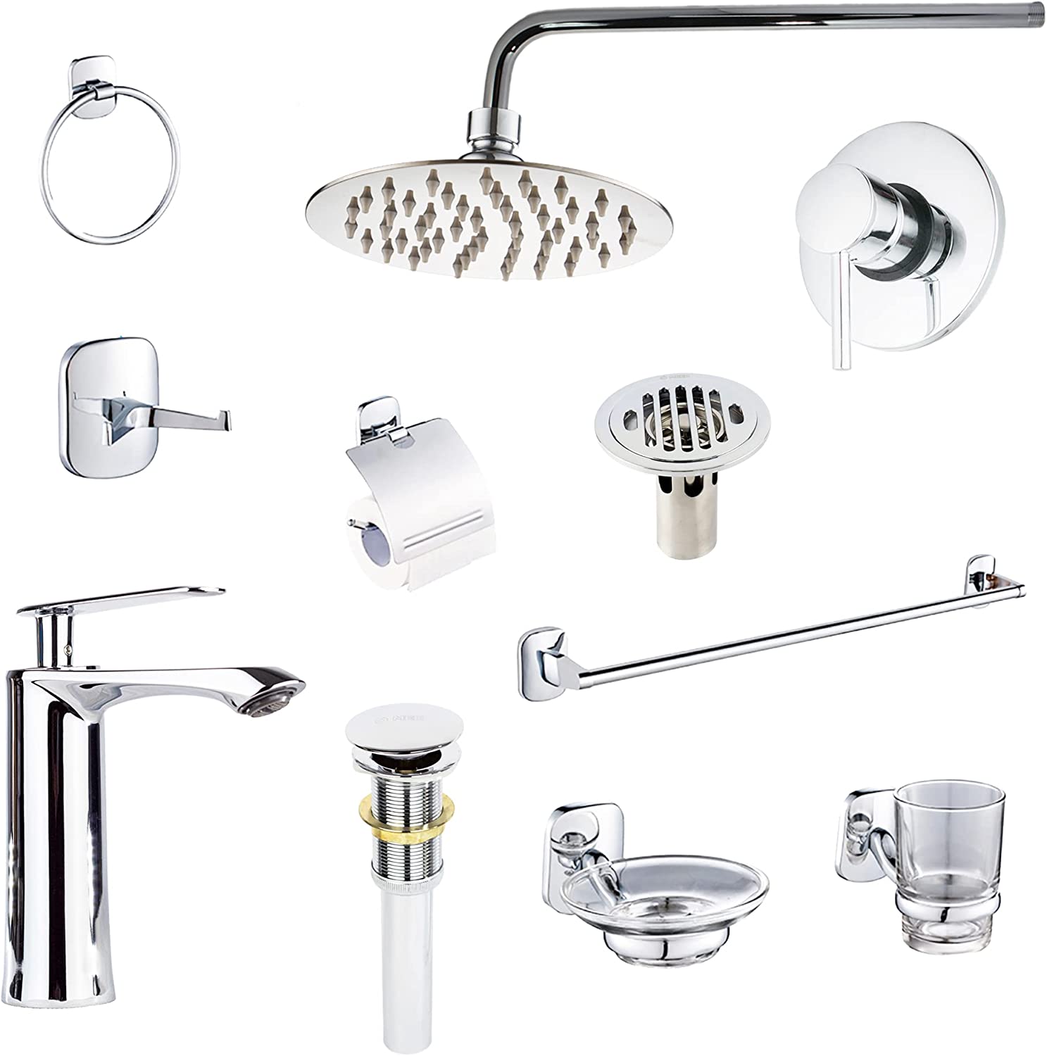 Foto 2 pulgar | Accesorios para Baño Regadera Cuello Regadera Mezcladora de Regadera Resumidero Llave Lavabo Contra Can y Juego de ACC
