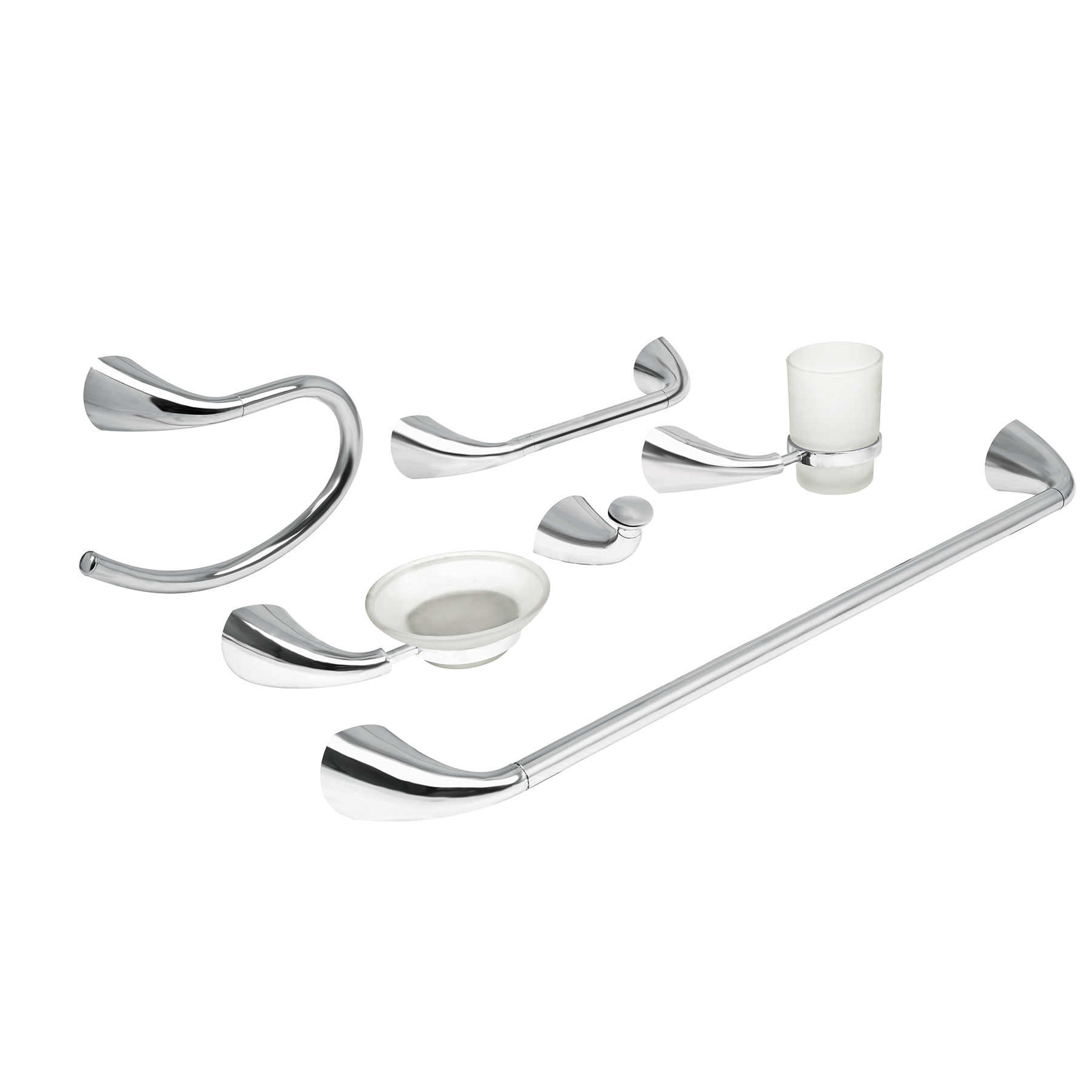 Juego de Accesorios para Baño Foset AEA-7000 color Plata 6 PZAS Aero