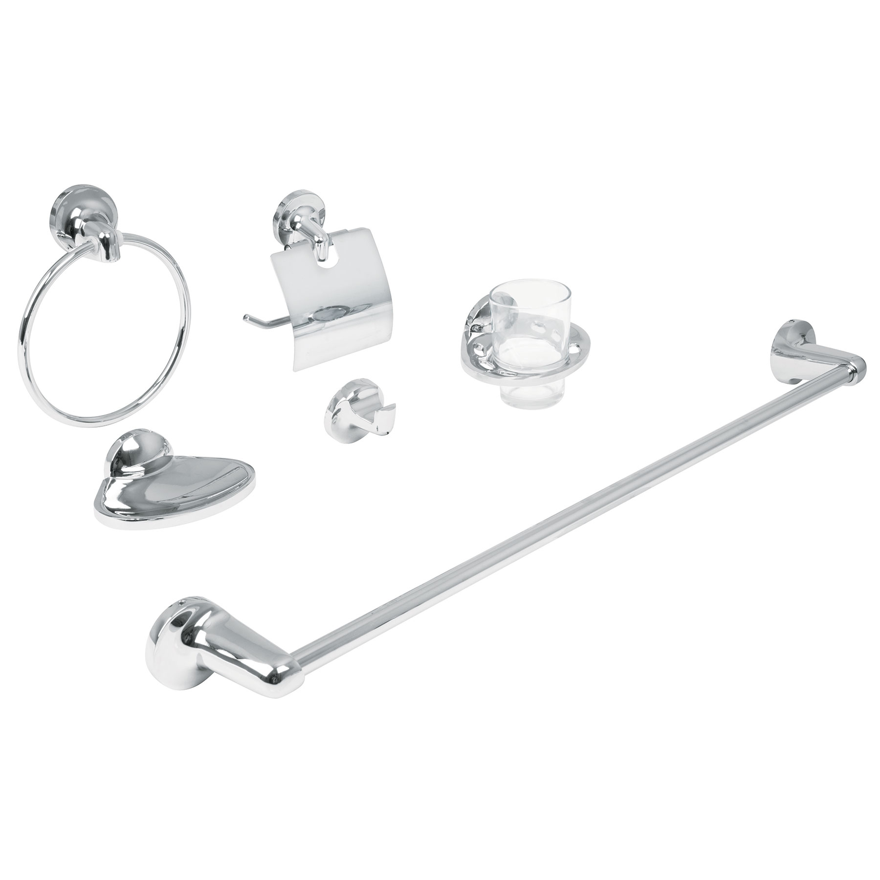 Juego Accesorios para Baño Foset AQA-4000 color Plata Línea Aqua 6 PZAS