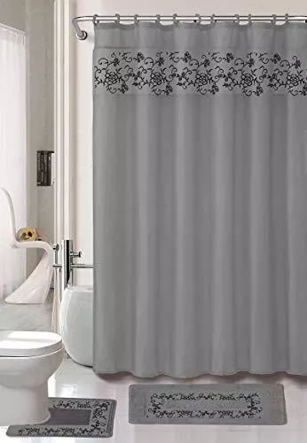 Foto 3 | Juego de Tapetes Cortinas y Toallas B.KIND & BEYOND color Gris para Baño 18 PZAS