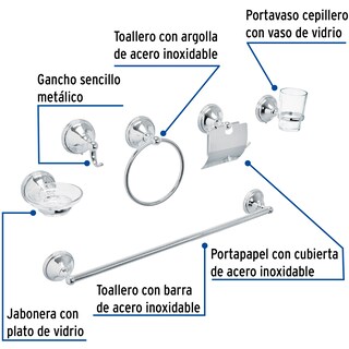 Foto 2 | Accesorios de Baño Truper 6 Piezas color Plata