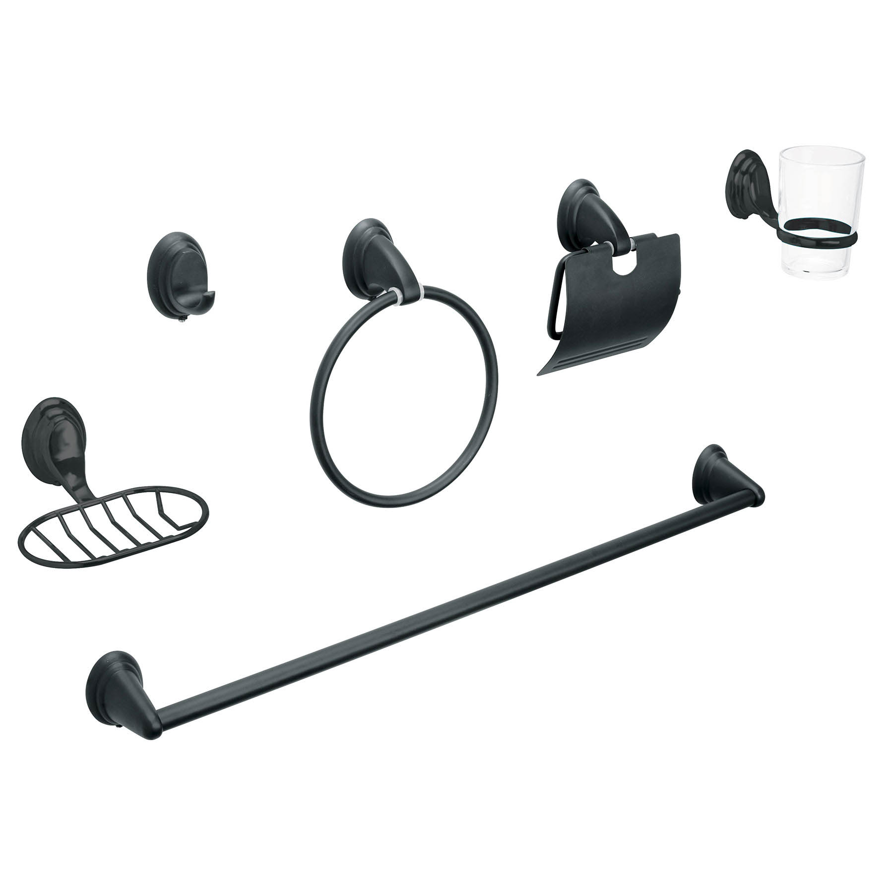 Foto 2 pulgar | Juego de 6 Accesorios Foset AQA-4003M color Negro para Baño Chapetón Ovalado