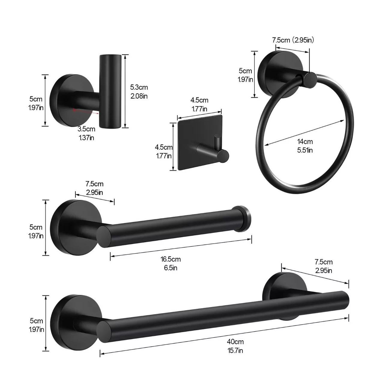 Foto 2 | Accesorios para Baño Belug color Negro de Acero Inoxidable 10 Piezas