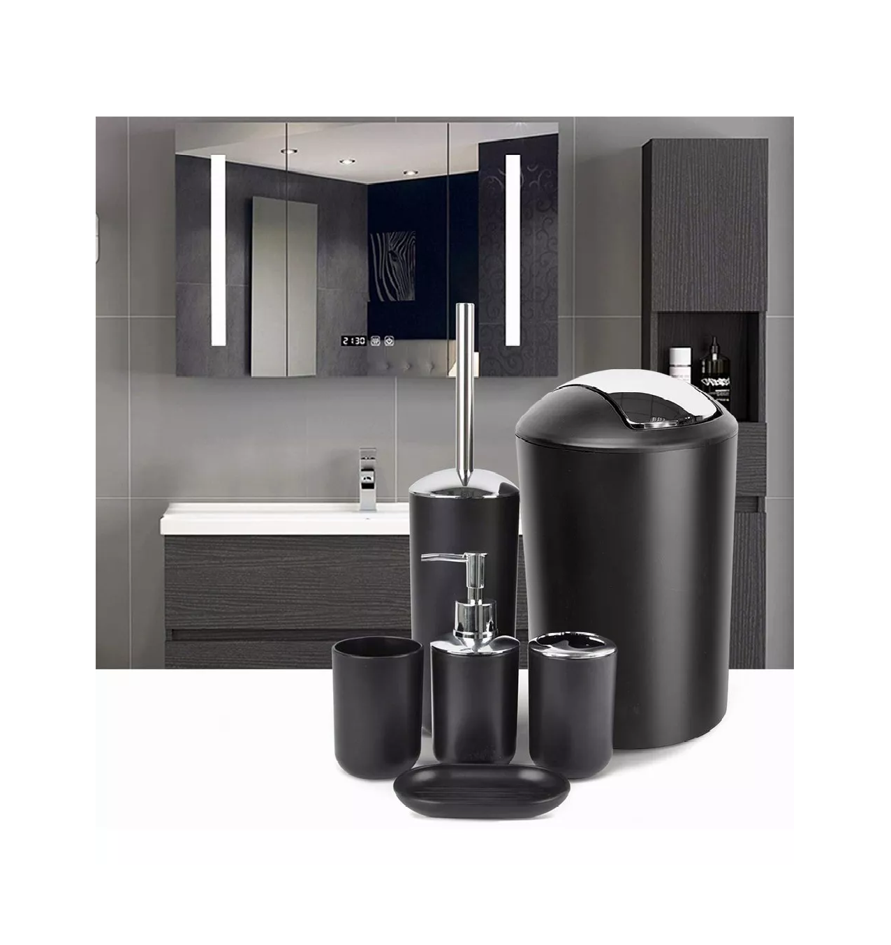 Foto 5 pulgar | Juego de Accesorios de Baño Belug Negro 6 Piezas