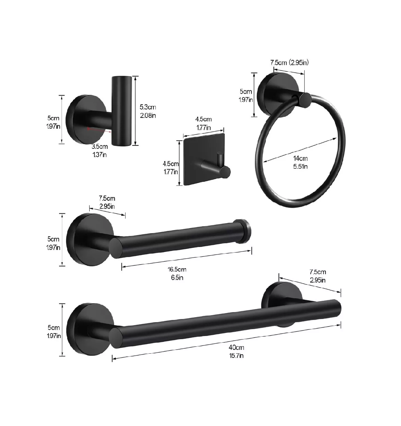 Foto 4 pulgar | Juego Set de Accesorios para Baño Negro de Acero Inoxidable 10 PZAS