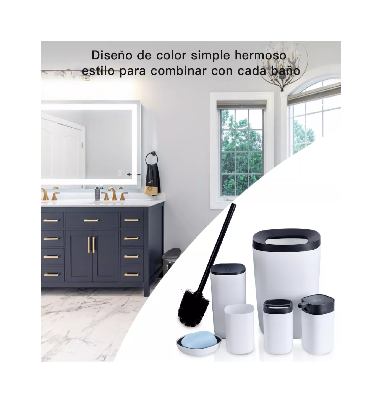 Foto 4 pulgar | Juego de Accesorios de Baño y Tocador BELUG Plástico Mate 6 Piezas Blanco