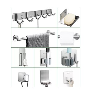 Foto 3 | Juego Sets de Accesorios BELUG para Baño 15 Pcs Toallero/Jabonera Gris