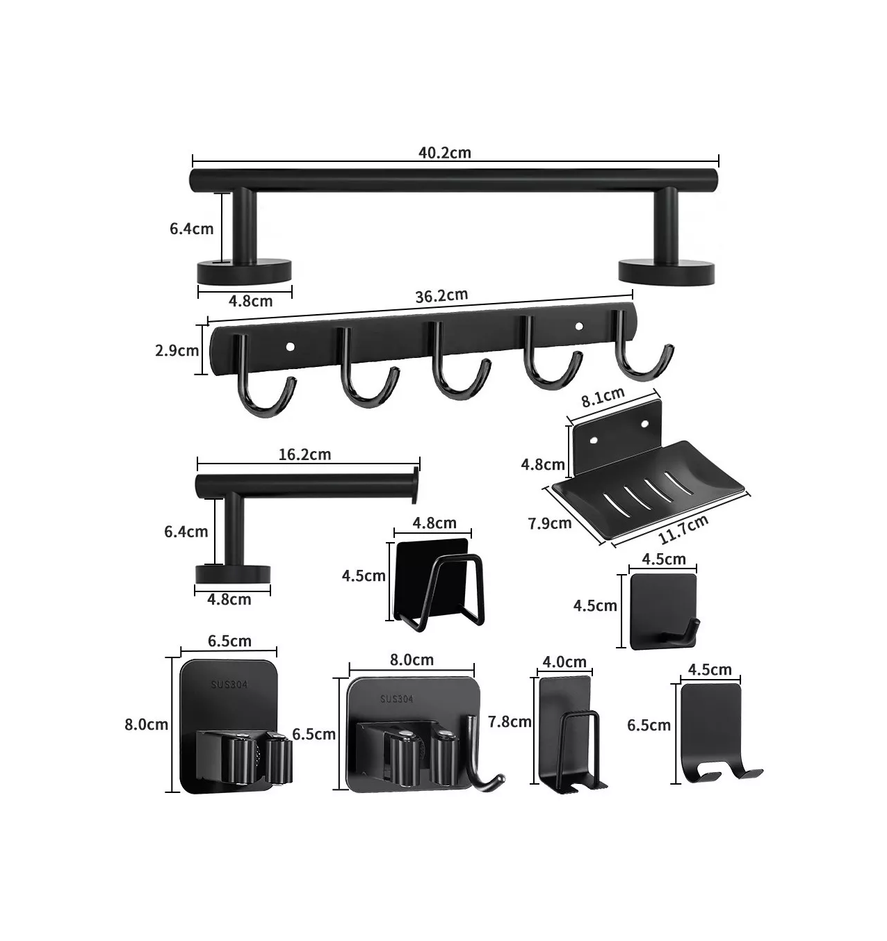 Foto 5 pulgar | Juego de Accesorios de Baño Toalleros BELUG 304 Inoxidable 15 Pzs Negro