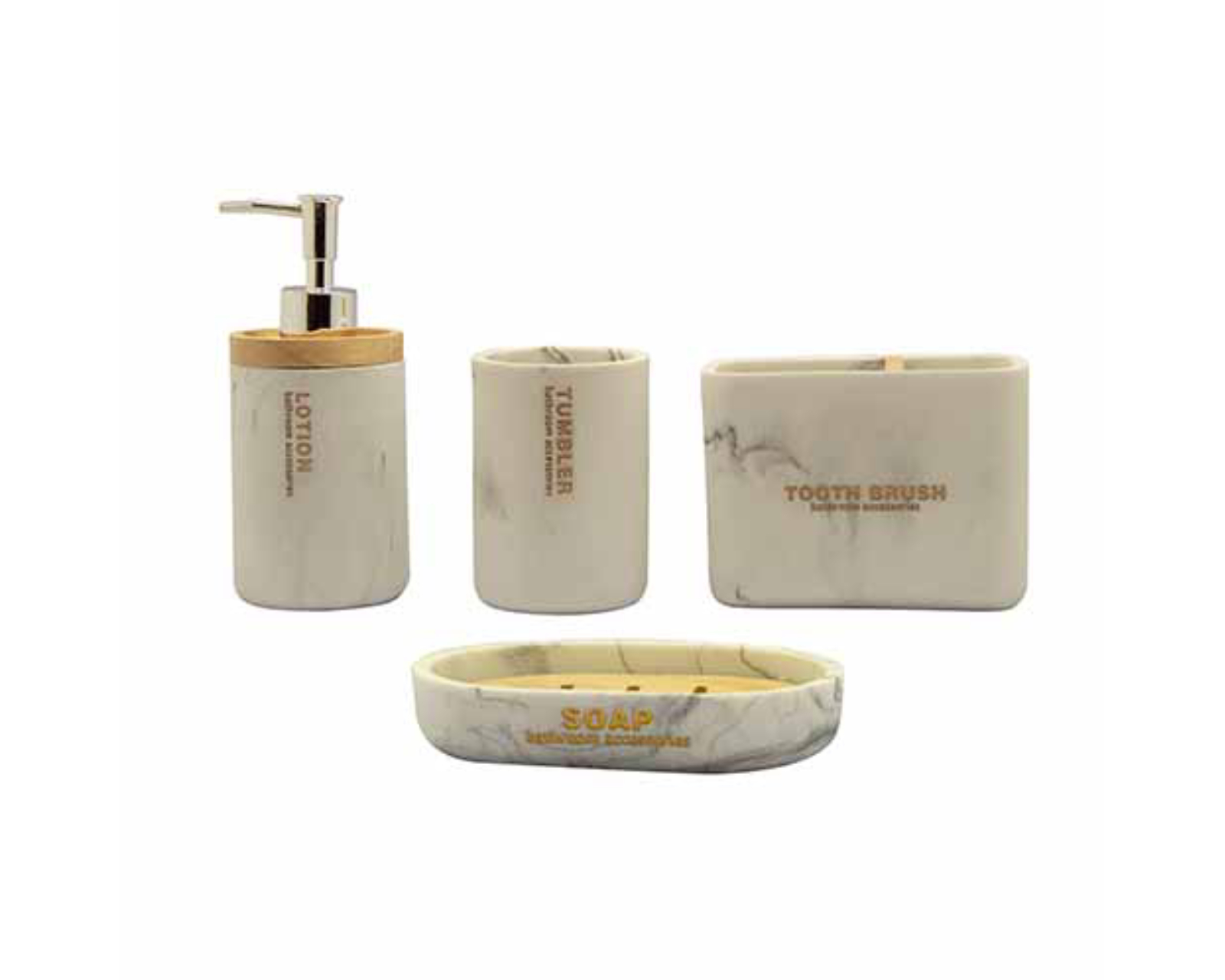Set De Accesorios De Baño 4 Piezas Diseño Marmoleado