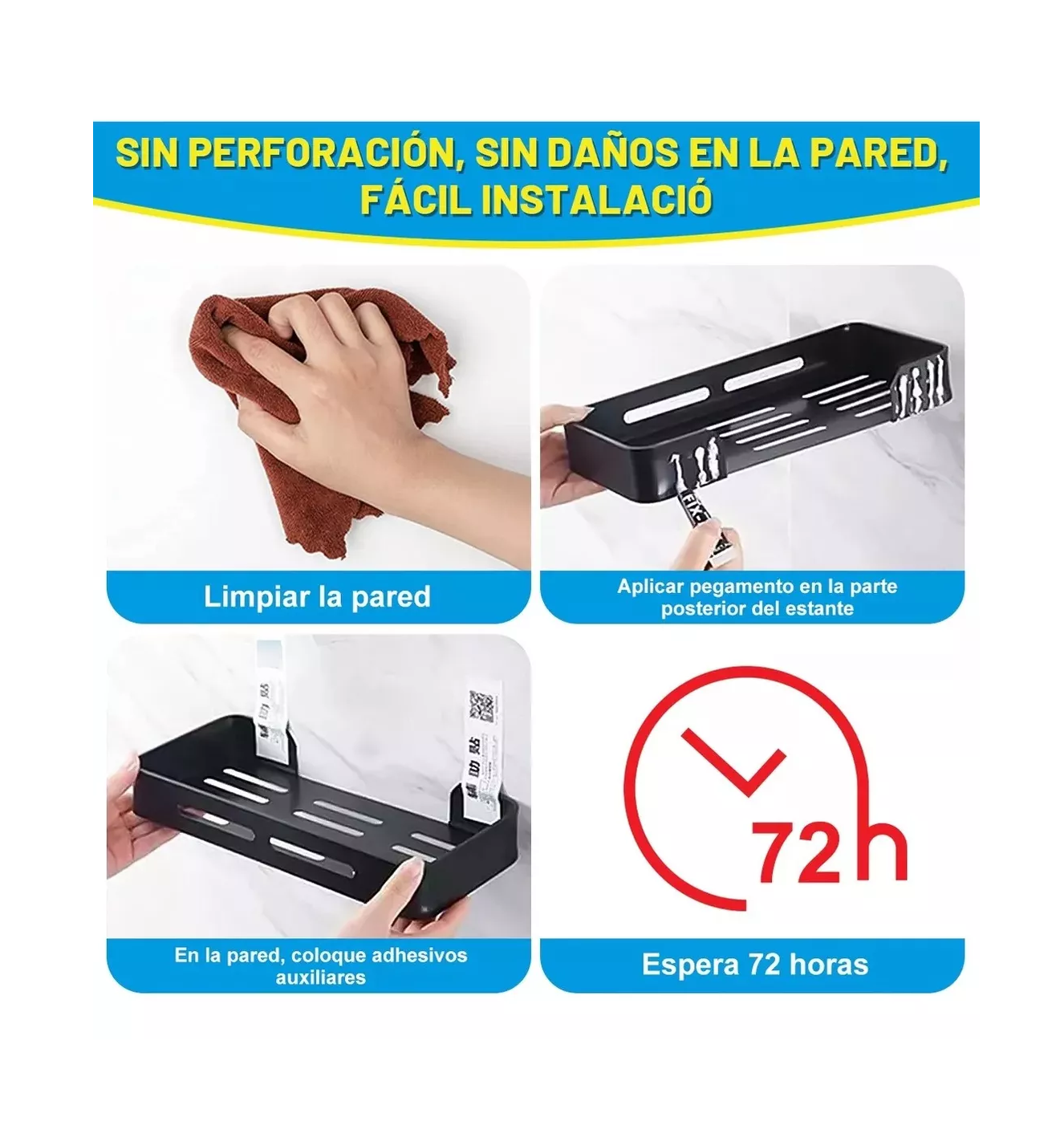 Foto 4 pulgar | Organizadores de Regadera para Baño Lab.G Negros 3 Piezas