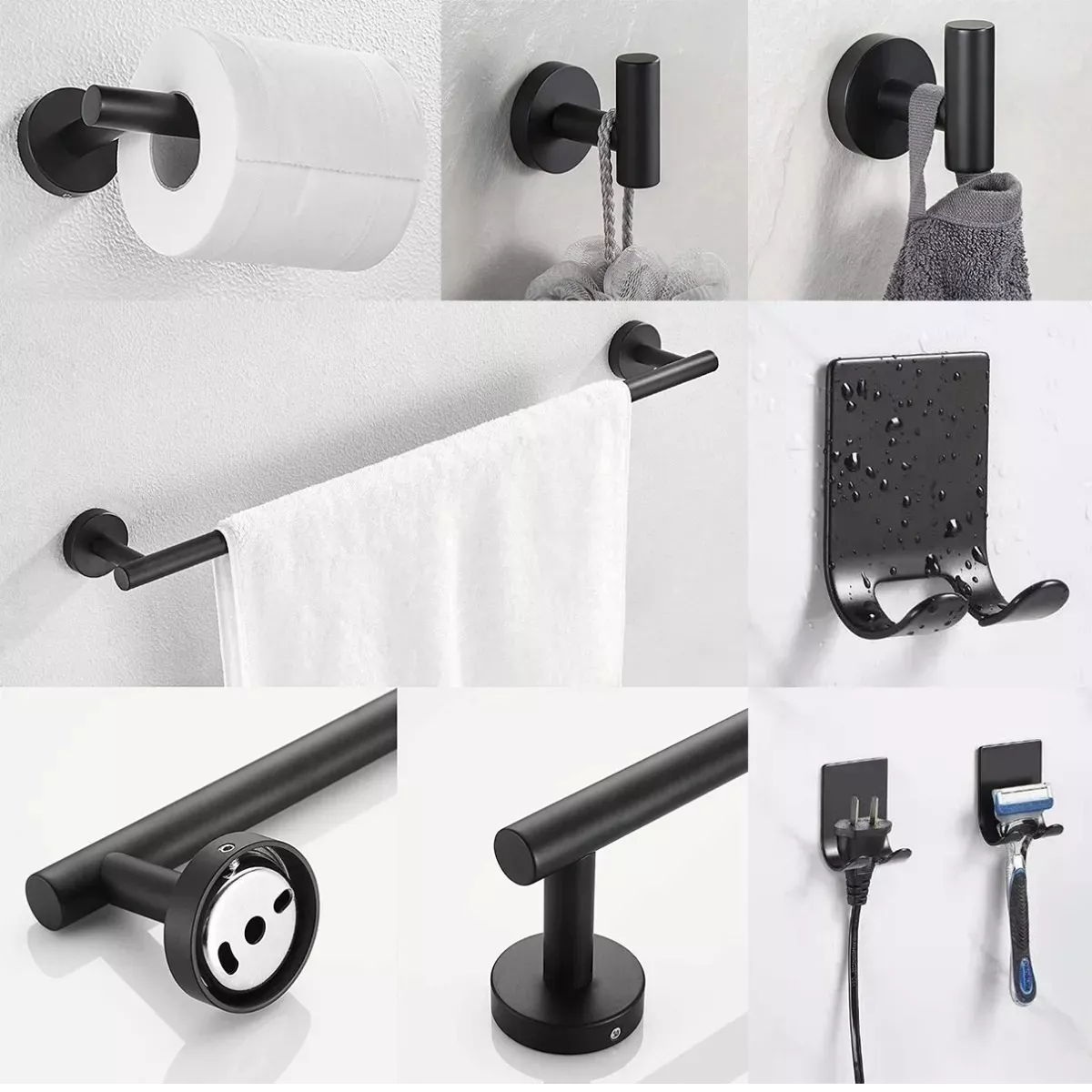 Foto 5 pulgar | Accesorios de Baño Eo Safe Imports Esi-11494 Negro 9 Piezas