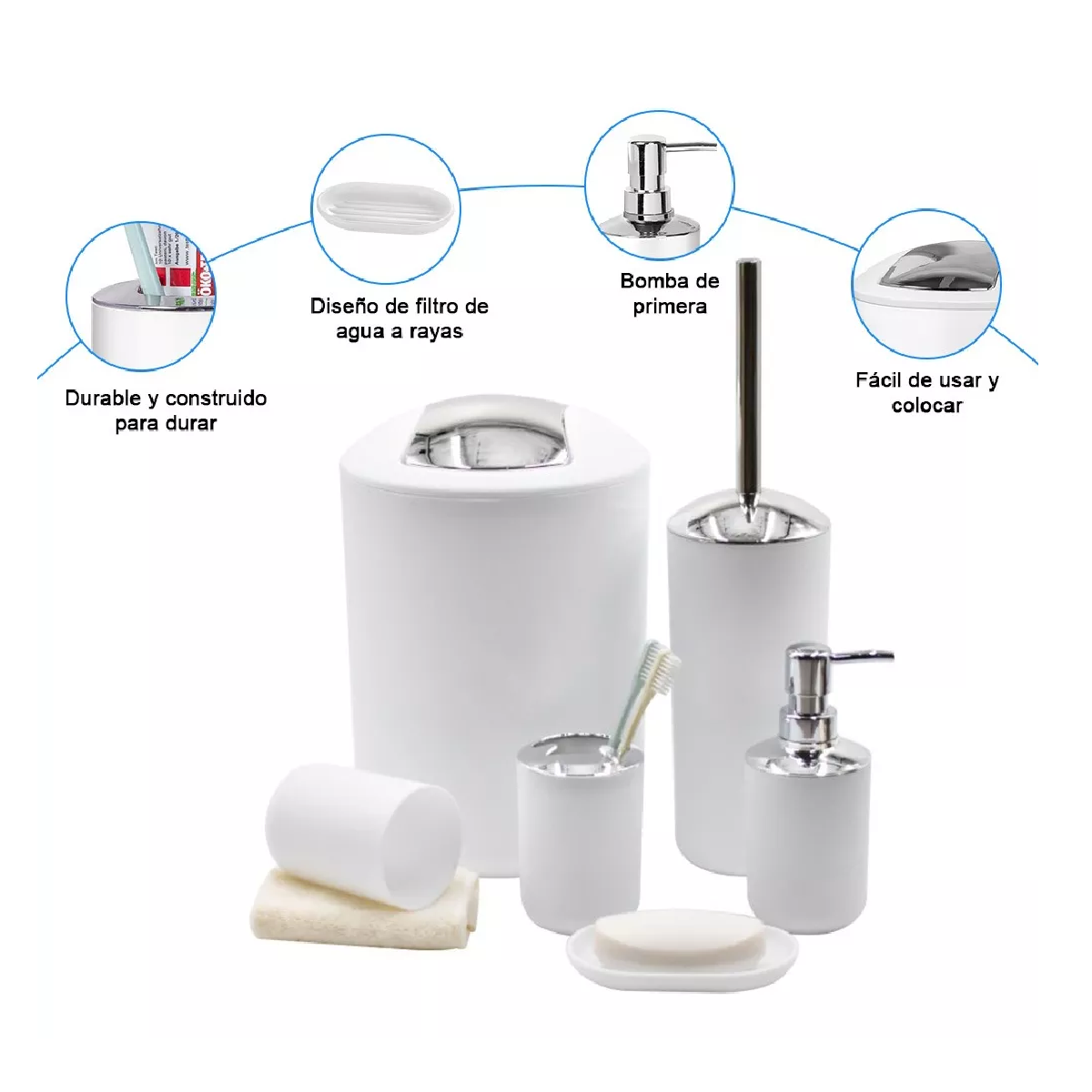 Foto 3 pulgar | Juego de Accesorios de Baño de 6 Piezas