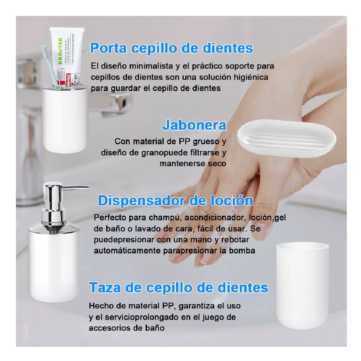 Foto 4 pulgar | Juego de Accesorios de Baño de 6 Piezas