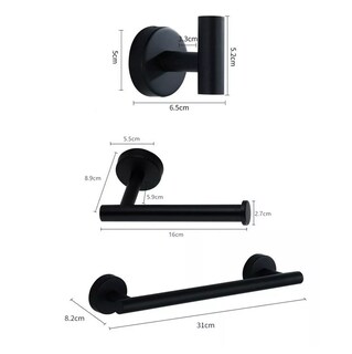 Foto 5 | Juego de Toallero de Baño Negro de Acero Inoxidable con Gancho