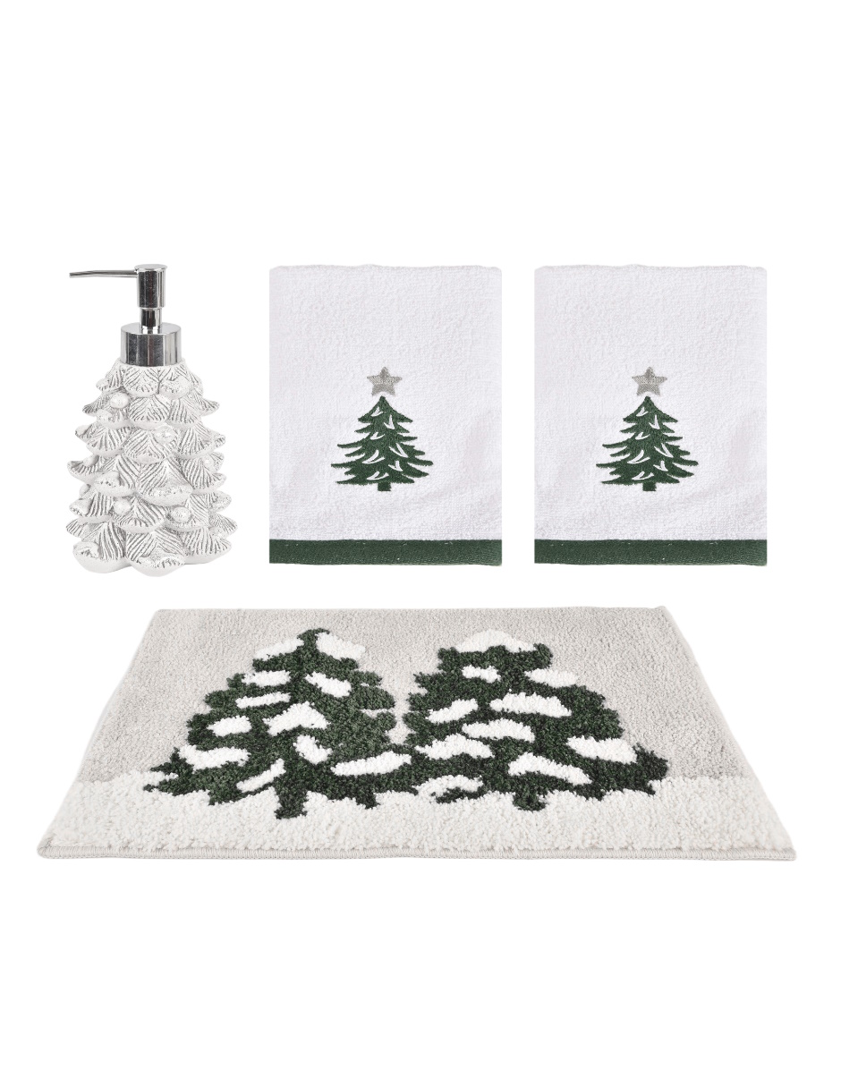 Juego De Navidad Árbol 4 Piezas Xmas-04  Gris/verde