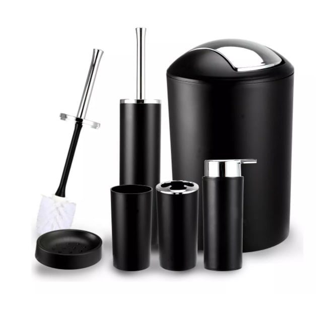 Juego de Accesorios de Baño Y Tocador Wünd de Plástico 6 Piezas Negro $791