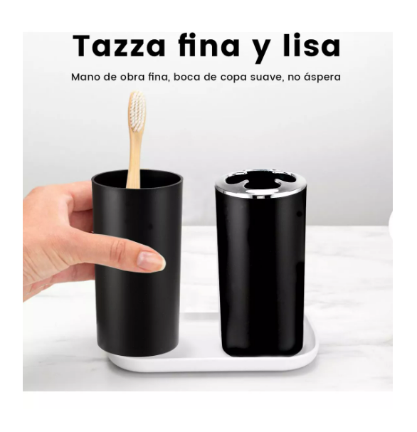 Foto 5 pulgar | Juego de Accesorios de Baño Y Tocador Wünd de Plástico 6 Piezas Negro