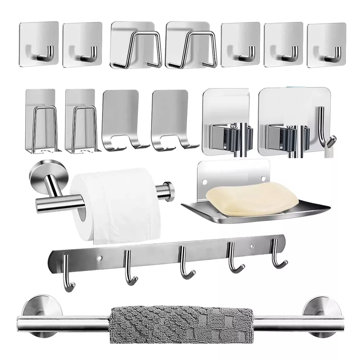 17pzs Juego De Accesorios De Baño Completo Eo Safe Imports Esi-16326 Plata $679