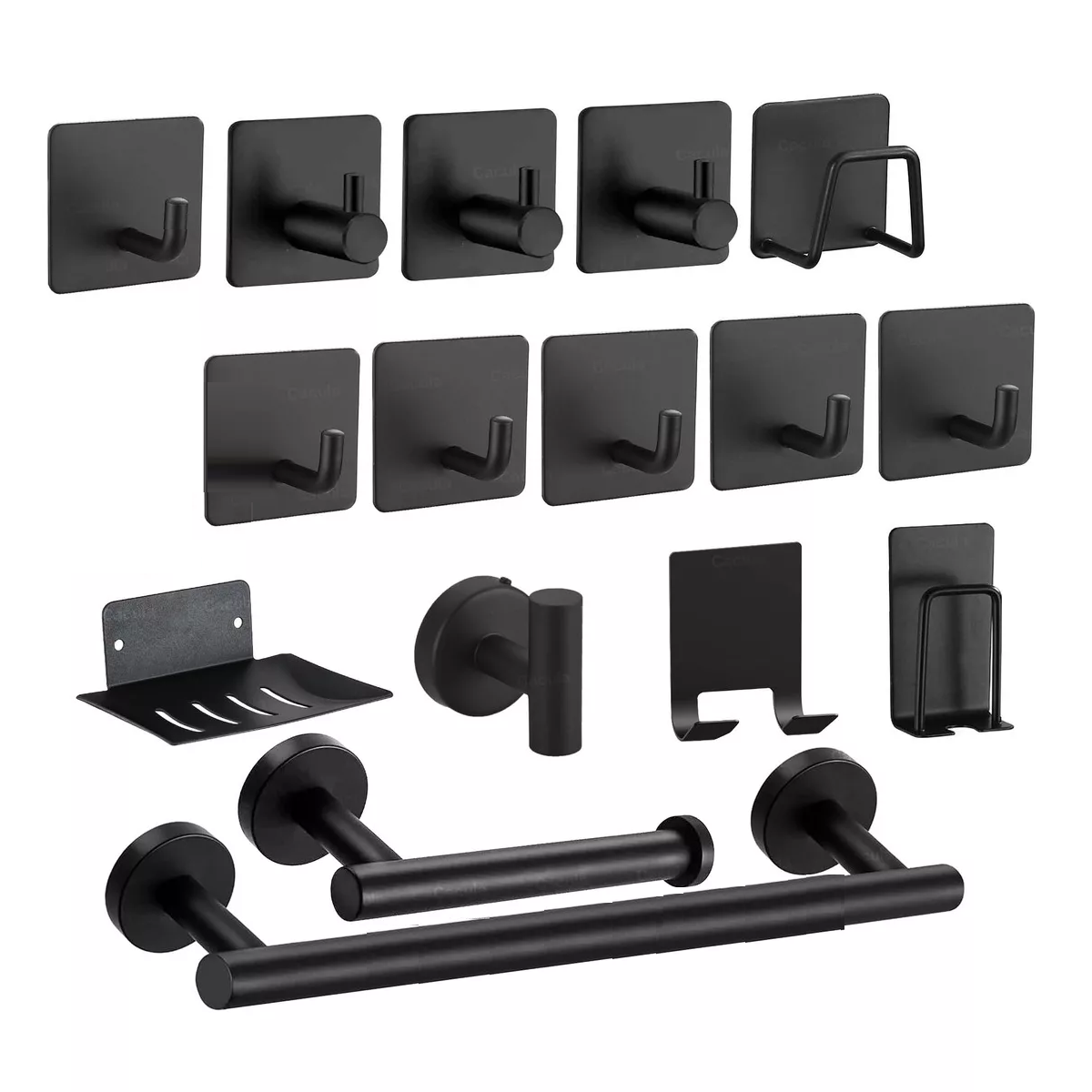 16 Piezas Conjunto De Accesorios De Baño Toallero Y Ganchos Eo Safe Imports Esi-16327 Negro
