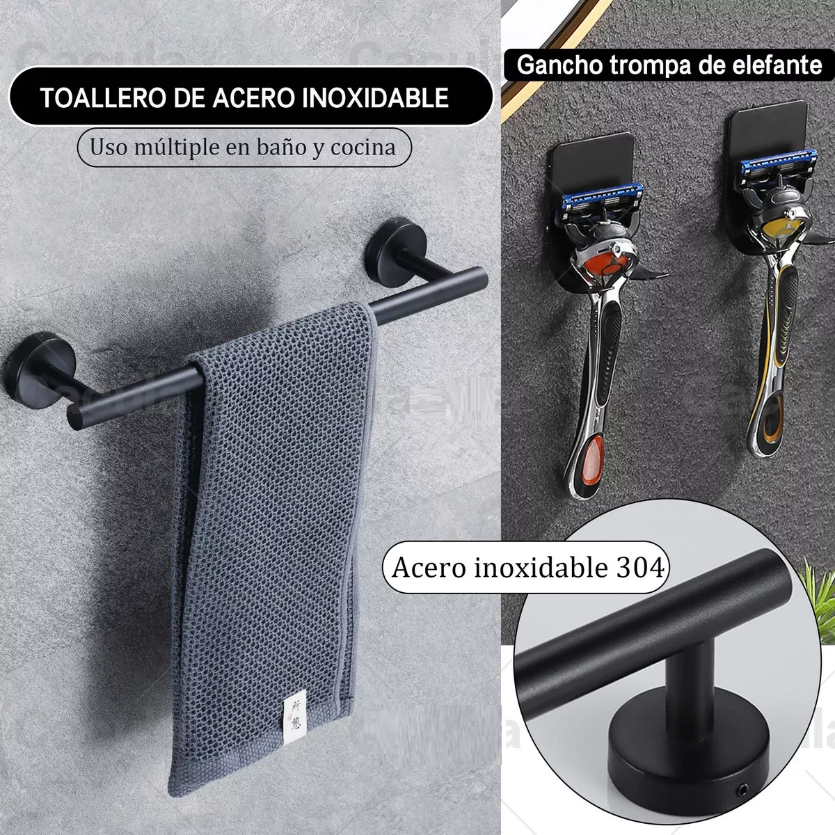 Foto 4 pulgar | 16 Piezas Conjunto De Accesorios De Baño Toallero Y Ganchos Eo Safe Imports Esi-16327 Negro