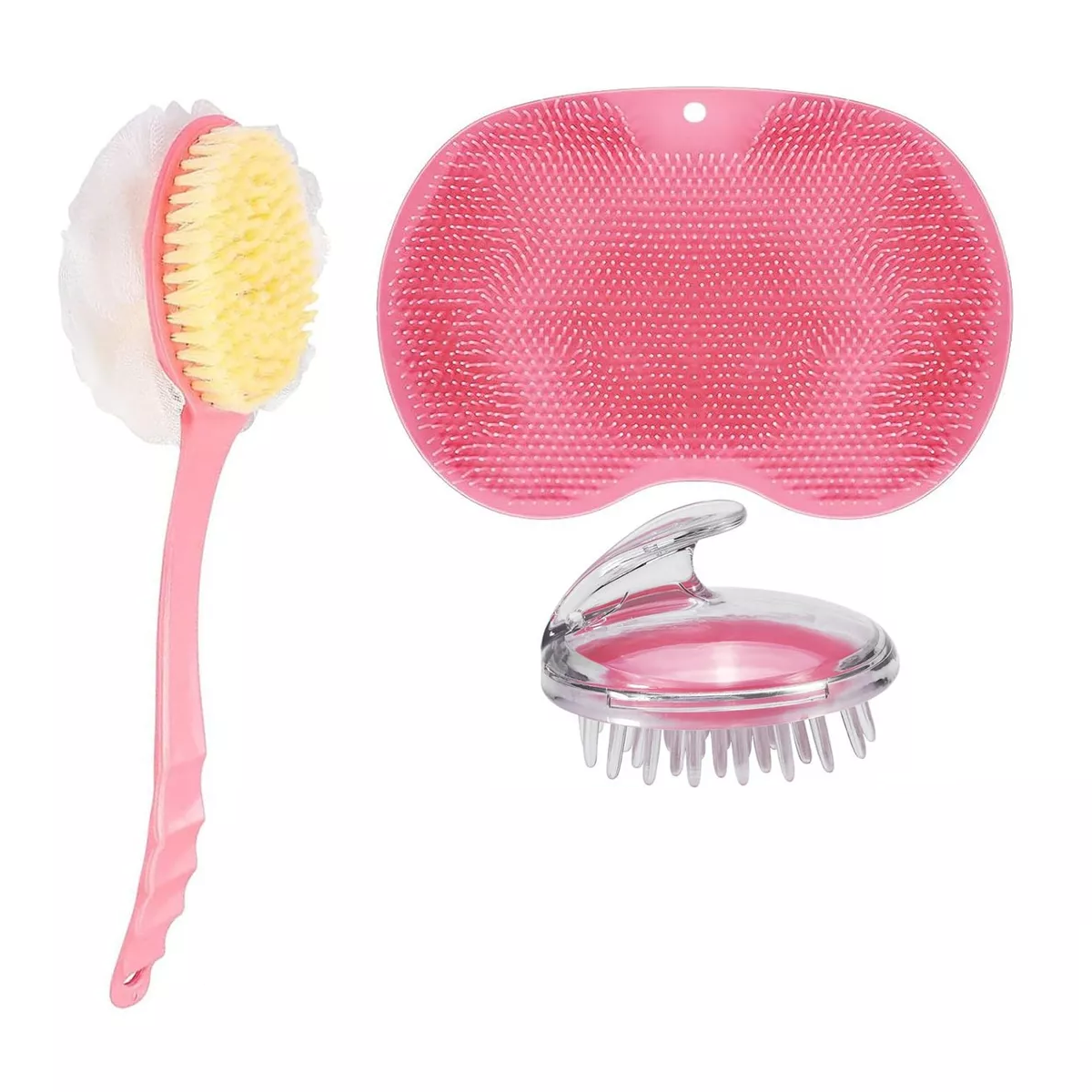 Cepillos Duchas Y Cepillo Masajeador Capilar Y Tapete Baño 3 Eo Safe Imports Esi-17698 Rosa