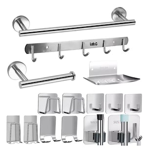 Foto 1 | Juego Sets De Accesorios Para Baño Lab.g Toallero 15 Pzs Plata