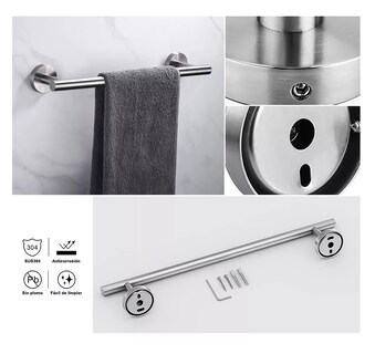 Foto 3 | Juego Sets De Accesorios Para Baño Lab.g Toallero 15 Pzs Plata