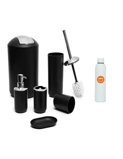 Foto 1 | Accesorios De Baño 6pzas Color Negro + Termo De Agua Güish
