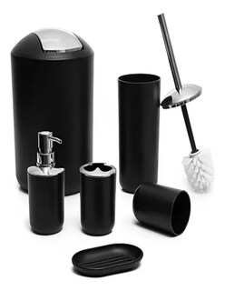 Foto 2 | Accesorios De Baño 6pzas Color Negro + Termo De Agua Güish