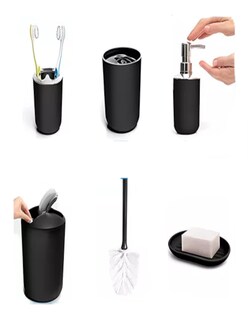 Foto 3 | Accesorios De Baño 6pzas Color Negro + Termo De Agua Güish