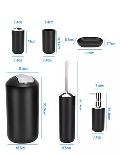 Foto 4 | Accesorios De Baño 6pzas Color Negro + Termo De Agua Güish