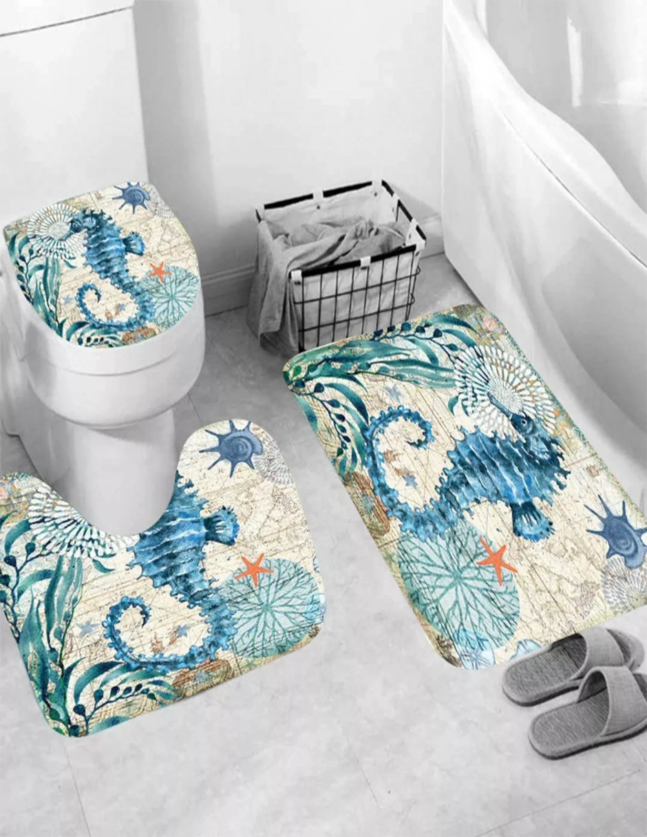 Foto 5 pulgar | Cortina de Baño Y 3 Alfombrillas + Termo De Agua Güish