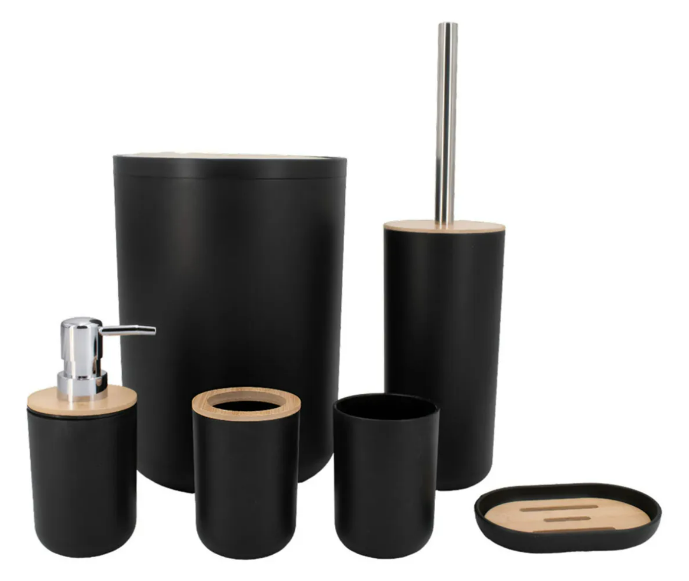 Foto 1 | Accesorios De Baño 6 Piezas De Bambú De Lujo Wc Color Negro Xtellar