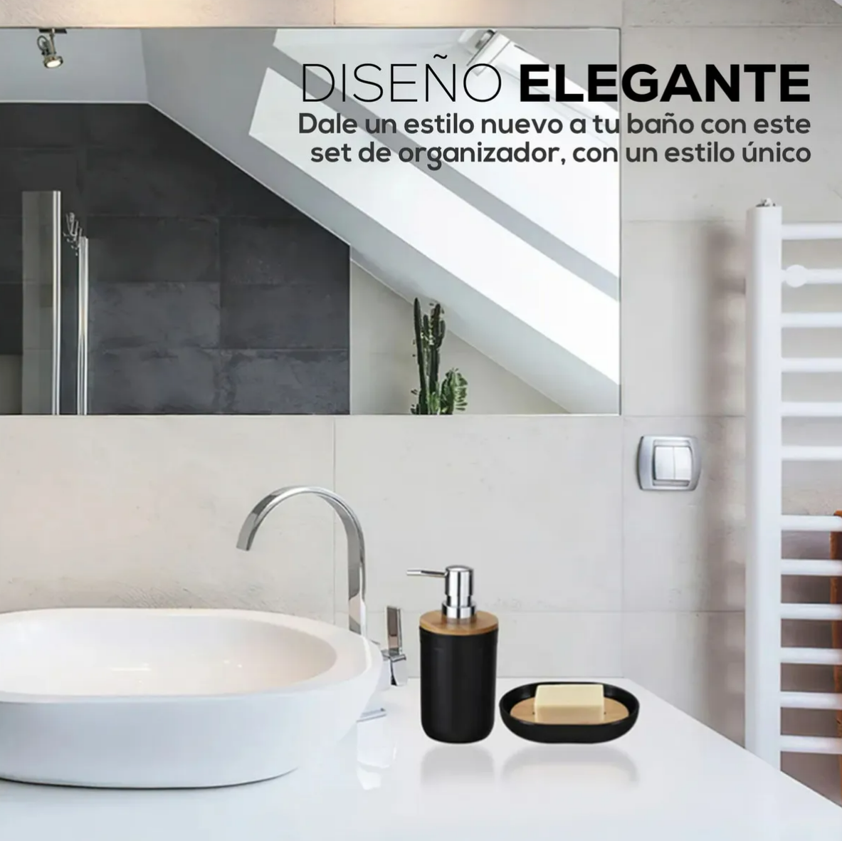 Foto 4 | Accesorios De Baño 6 Piezas De Bambú De Lujo Wc Color Negro Xtellar