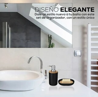 Foto 4 | Accesorios De Baño 6 Piezas De Bambú De Lujo Wc Color Negro Xtellar