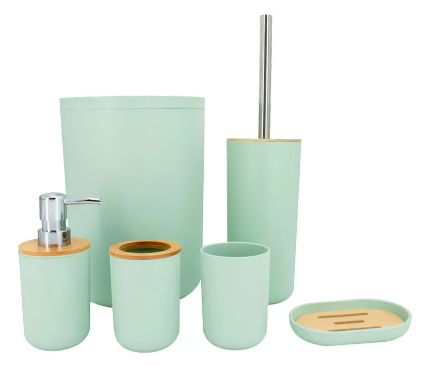 Foto 1 | Accesorios De Baño 6 Piezas De Bambú De Lujo Wc Color Verde Claro Xtellar