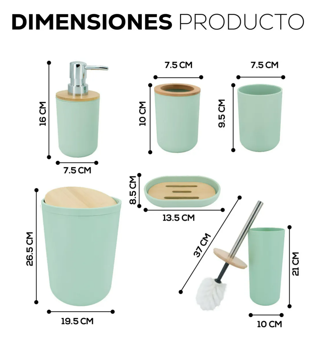 Foto 3 pulgar | Accesorios De Baño 6 Piezas De Bambú De Lujo Wc Color Verde Claro Xtellar