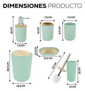 Foto 2 | Accesorios De Baño 6 Piezas De Bambú De Lujo Wc Color Verde Claro Xtellar