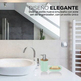 Foto 4 | Accesorios De Baño 6 Piezas De Bambú De Lujo Wc Color Verde Claro Xtellar