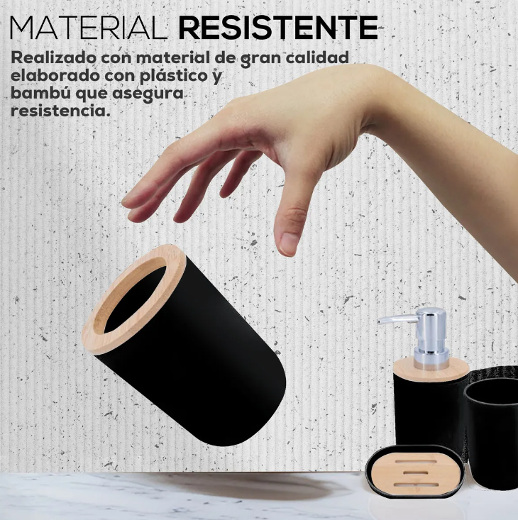 Foto 4 | Accesorios De Baño Set De 4 Piezas Xtellar Negro
