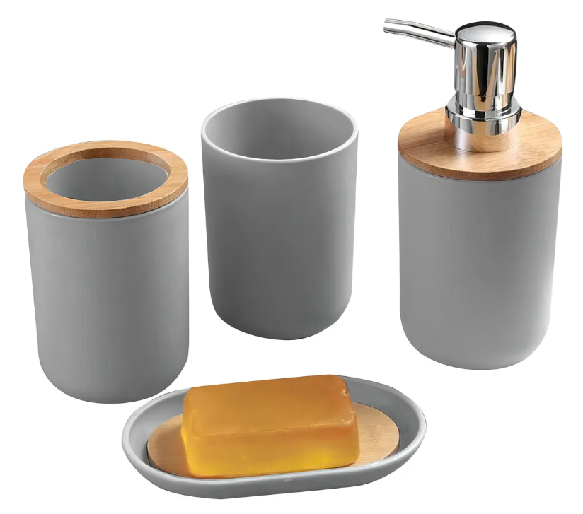 Foto 1 | Accesorios De Baño Set De 4 Piezas Xtellar Gris Grey