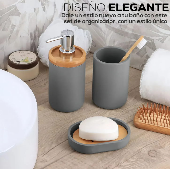 Foto 5 | Accesorios De Baño Set De 4 Piezas Xtellar Gris Grey