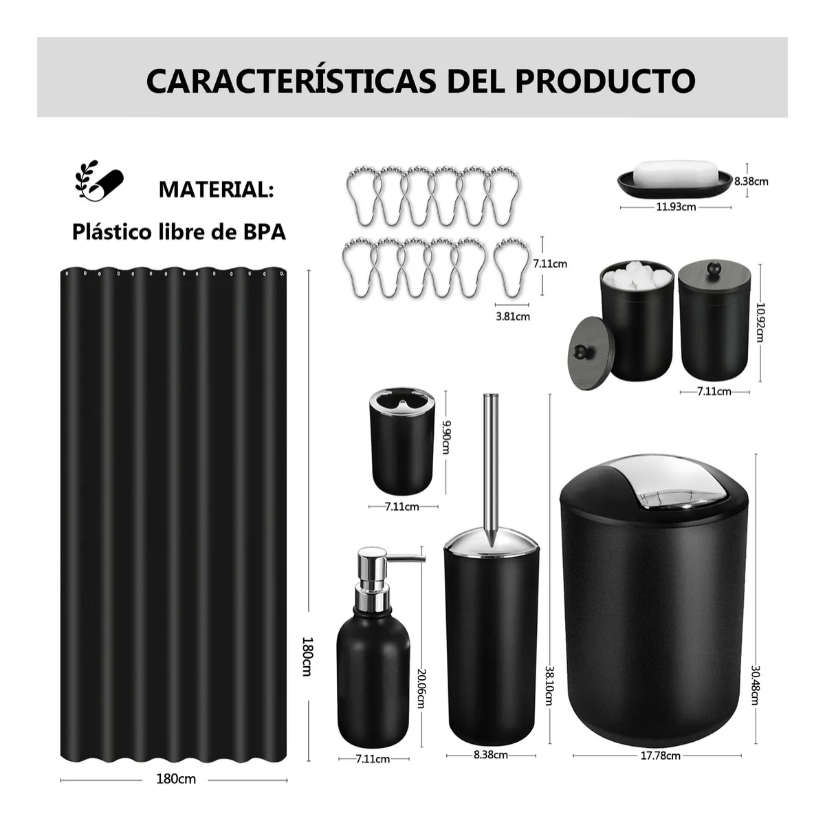 Foto 3 pulgar | Accesorios De Baño Xtellar De 8pz Color Negro