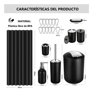 Foto 2 | Accesorios De Baño Xtellar De 8pz Color Negro