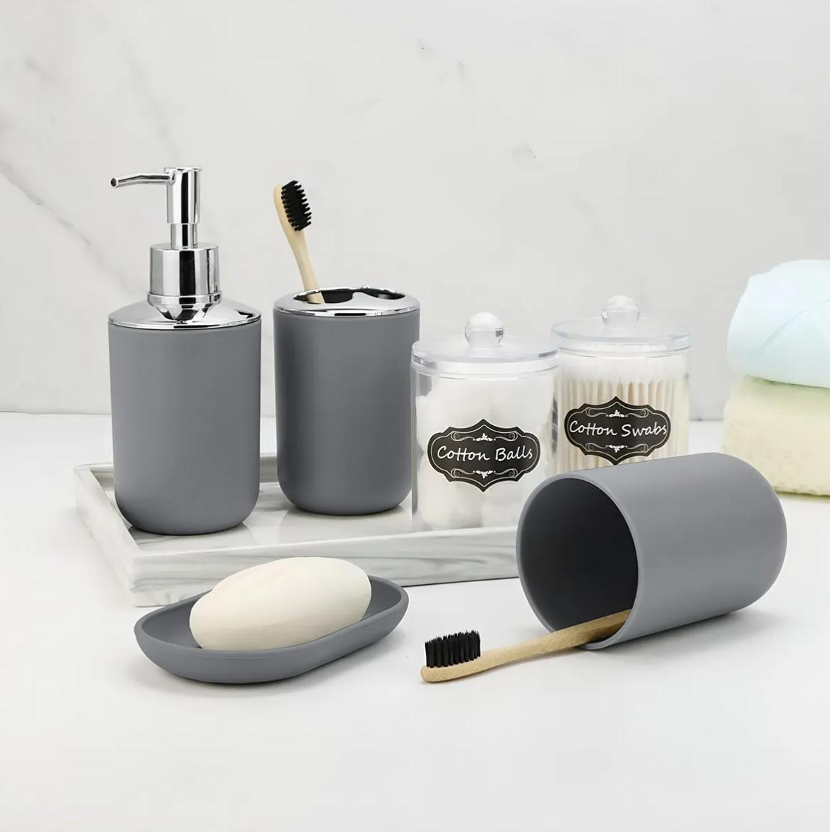 Foto 3 pulgar | Accesorios de Baño Xtellar 8 Piezas Grises