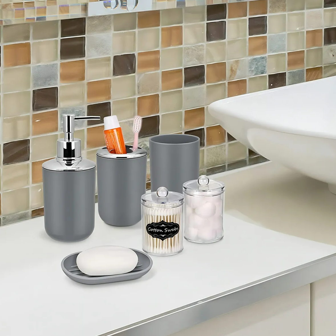 Foto 4 pulgar | Accesorios de Baño Xtellar 8 Piezas Grises